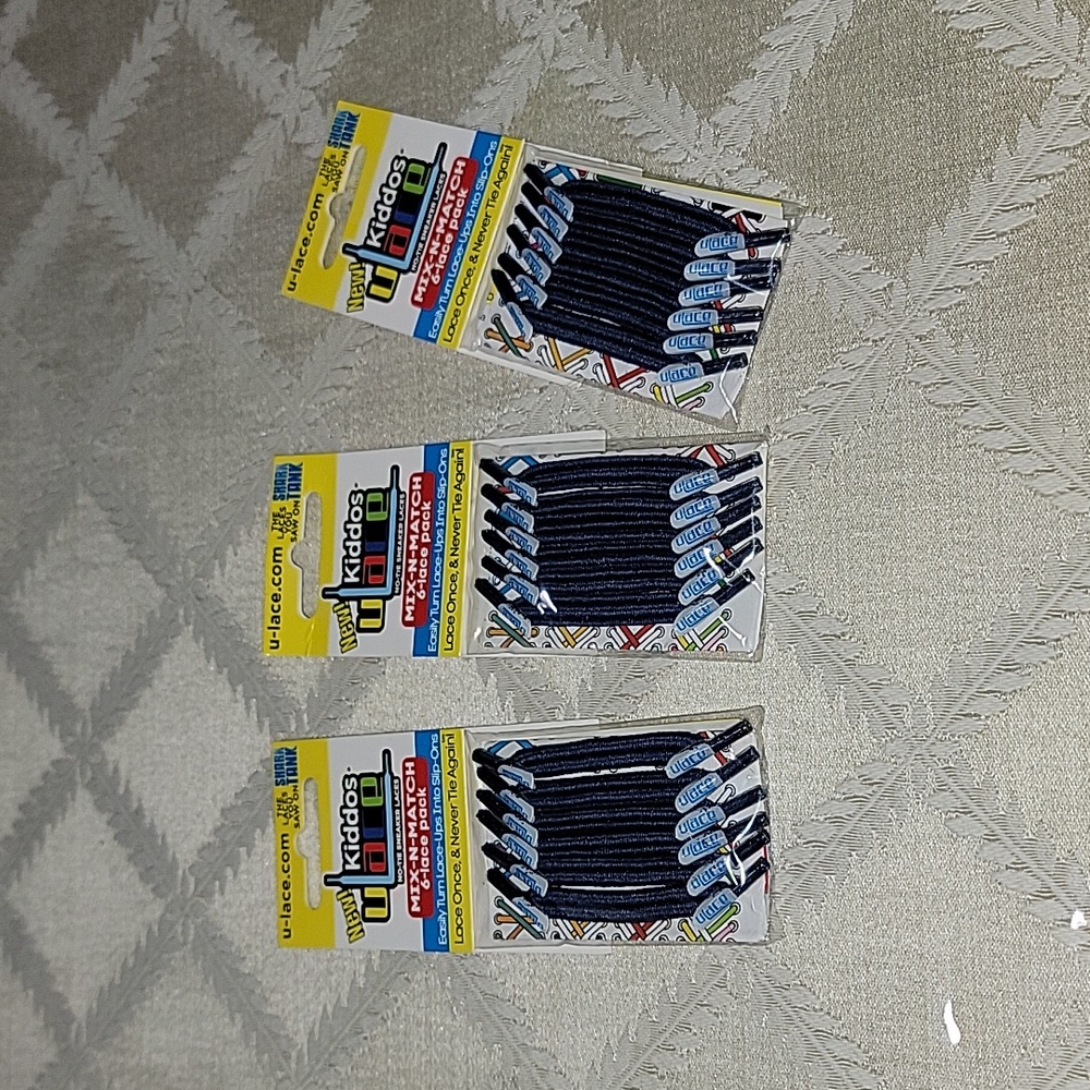 Kiddos U Lace 3 Sets of Navy No Tie Shoelaces- As Seen On Shark Tank - Picture 1 of 4